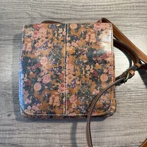 Patricia Nash Flowered Genuine Leather Crossbody Shoulder Bag